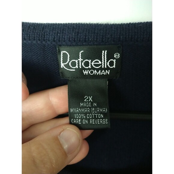 Rafaella Woman 2X Blue Pullover LS Sweater Side Slit Patriotic American Flag - Picture 3 of 8